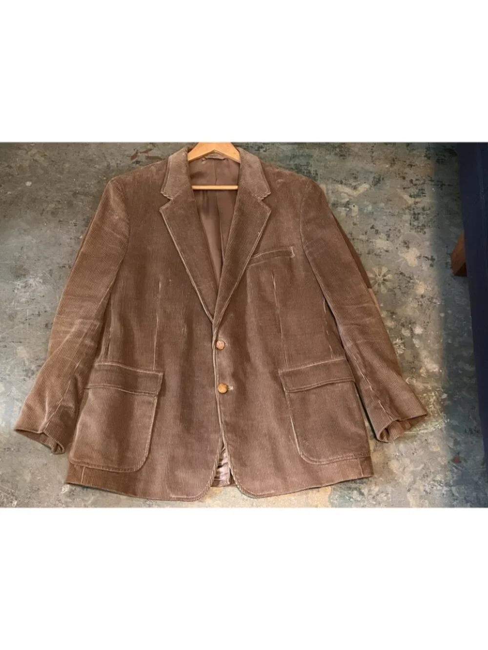 Vintage Egon Von Furstenberg Corduroy Blazer Fall Tan Suede Elbow Patches 46 R